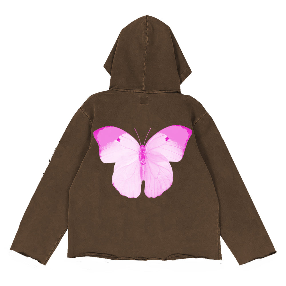 Butterfly Hoodie - Pink/Brown